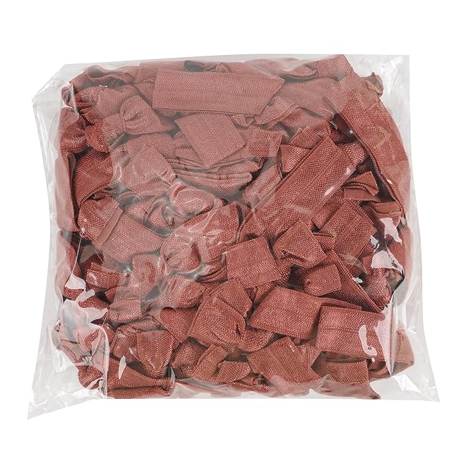 MEEDEE 100 Pack Rust Color Hair Ties For Women No Crease Soft Elastic Ribbon No Damage Rust Hair Ties Knotted Ouchless Hair Ribbon Yoga Hair Ribbons Elastic Bracelets