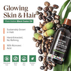 Kreyol Essence - Haitian Black Castor Oil for Skin and Hair, Glass Bottle - Cold Pressed Castor Oil, Fuller-Looking Hair, Hexane Free, Natural Humectant | 3.4 Fl Oz | Rosemary Peppermint