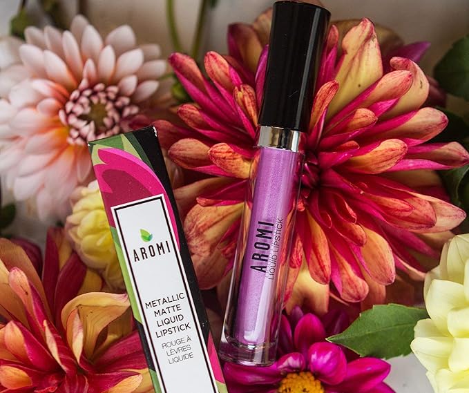 Aromi Metallic Liquid Lipstick | Long-Lasting, Waterproof, Smear and Smudge Proof, Bright Lilac Lip Color with Shimmery Finish (Purple Unicorn)