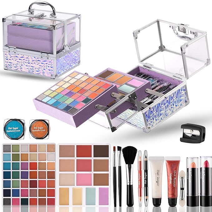Hot Sugar Teen Makeup Kit for Girls 13-15, Kids Makeup Kit, Makeup Gift Set for Birthday Parties Makeovers & Christmas (Purple)