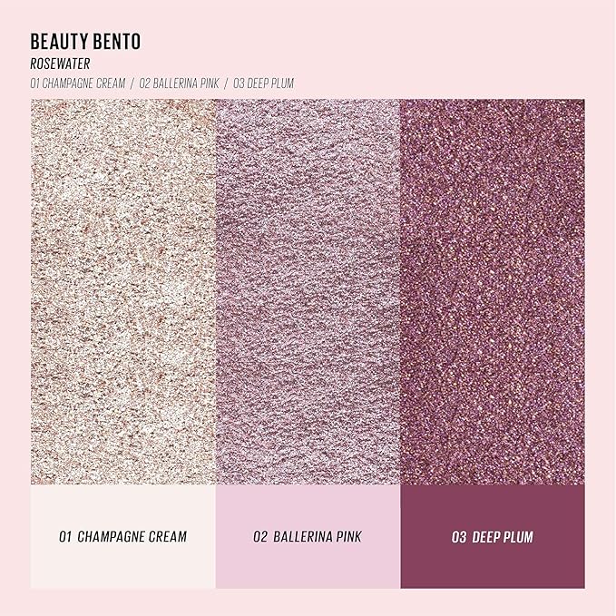 Kaja Beauty Bento Collection - Bouncy Eyeshadow Trio | Plum Rosy Tones, Travel Size, 01 Rosewater, 2019 Allure Best of Beauty Award, 0.03 Oz