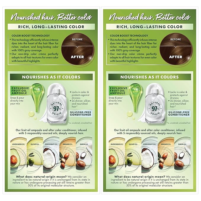 Garnier Hair Color Nutrisse Nourishing Creme, 53 Medium Golden Brown (Chestnut) Permanent Hair Dye, 2 Count (Packaging May Vary)