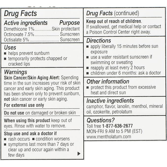 Mentholatum Natural Ice Cherry Flavor Medicated Lip Balm, Hydrating Lip Care for Dry, Chapped Lips, Moisturizing Formula with SPF 15 Helps Prevent Sunburn, Protection for Smooth, Soft Lips 48 Count