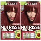 Garnier Hair Color Nutrisse Ultra Color Nourishing Creme, R3 Light Intense Auburn (Red Hibiscus) Permanent Hair Dye, 2 Count (Packaging May Vary)