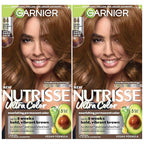 Garnier Hair Color Nutrisse Ultra Color Nourishing Creme, B4 Golden Mahogany Brown (Caramel Chocolate) Permanent Hair Dye, 2 Count (Packaging May Vary)