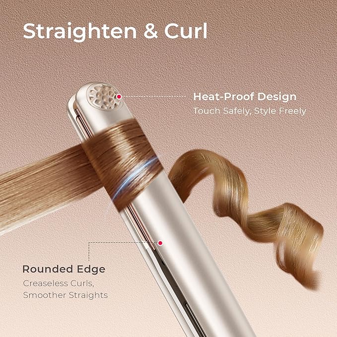 TYMO Flat Iron Hair Straightener - Titanium Hair Straighteners for Women, 1 Inch Professional Travel Flat Iron, Portable Straightener and Curlers with 10s Heat Up, 32 Temp, Dual Voltage & LED Display