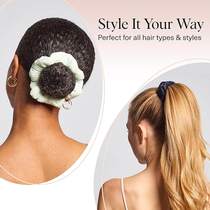 Kitsch Scrunchies for Women - No Crease Hair Ties No Damage | Soft Polyester Scrunchies for All Hair Types | Stylish & Comfortable, For Ponytails & Buns | Ideal Gifts for Women - Garden Bouquet, 3pcs