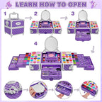 99 Pcs Kids Makeup Kit for Girls, Princess Toys Real Washable Cosmetics Set with Mirror, Hair Ties, Nails, Rings, Earrings, Necklace, Perfect for 3 4 5 6 7 8 Year Old Girls Birthday