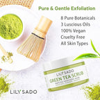 LILY SADO MATCHA MADE IN HEAVEN™ Sugar Facial Scrub - Best Daily Facial Exfoliating Cleanser for Women & Men - Vegan Face Wash Exfoliates Skin, Treats Acne, Reduces Pore Size - 4 oz