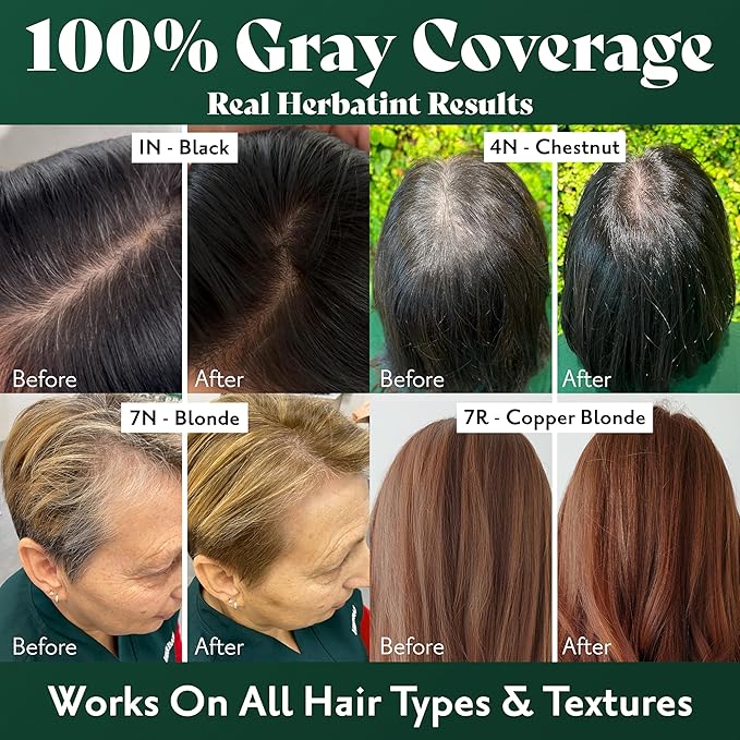 Herbatint Permanent Hair Dye For Women - 1N Black - For Up To 100% Gray Coverage - Ammonia-Free, Alcohol-Free & Vegan - Salon Influenced Hair color 5.75 Fl Oz