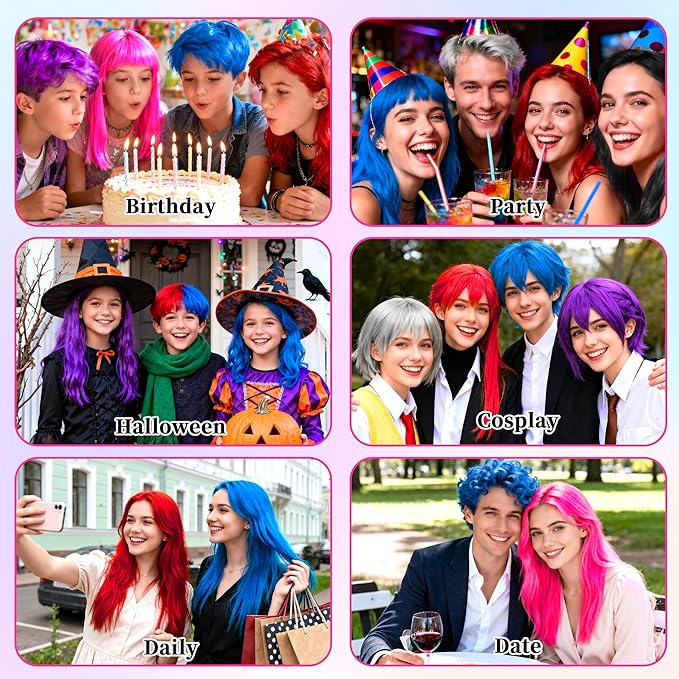 2 Pack hair spray temporary for Girls Women,Washable Hair Dye Spray Non-Sticky Halloween Cosplay Party Crazy Hair Day Hair Coloring Wax (Fiery Red&Purple)