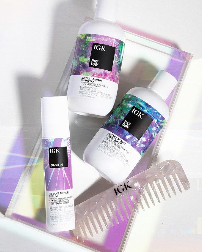 IGK PAY DAY Instant Repair Shampoo | Bond-Building + Damage Repair | Vegan + Cruelty Free | 8 Oz