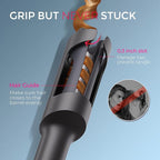 TYMO Automatic Rotating Curling Iron - TYMO CURLPRO Beach Waves Curling Wand, Portable Hair Curler, 500 Million Ionic, Dual Voltage & Lightweight for Travel, Ceramic Coating, 1 1/4 Inch, Metallic Gray