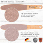 3 Swords Germany Brand Quality Foot File Made from German Beech Wood, Two-Sided Smooth and Rough, Hard Skin Callus Removal