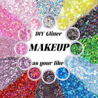 Body Glitter Face Glitter, Hair Glitter for Kids, 12 Shapes Fine Chunky Glitter Gel for Women Girls Makeup Sparkles Party Mermaid Sequins Rave Accessories Singer Concerts Festival (Silver Scheme)