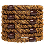 AXEN 8PCS Elastic Hair Tie for Women Girls, Cotton Bands Soft Woven Ponytail Holders for Thick Hair and Curly Hair, Brown