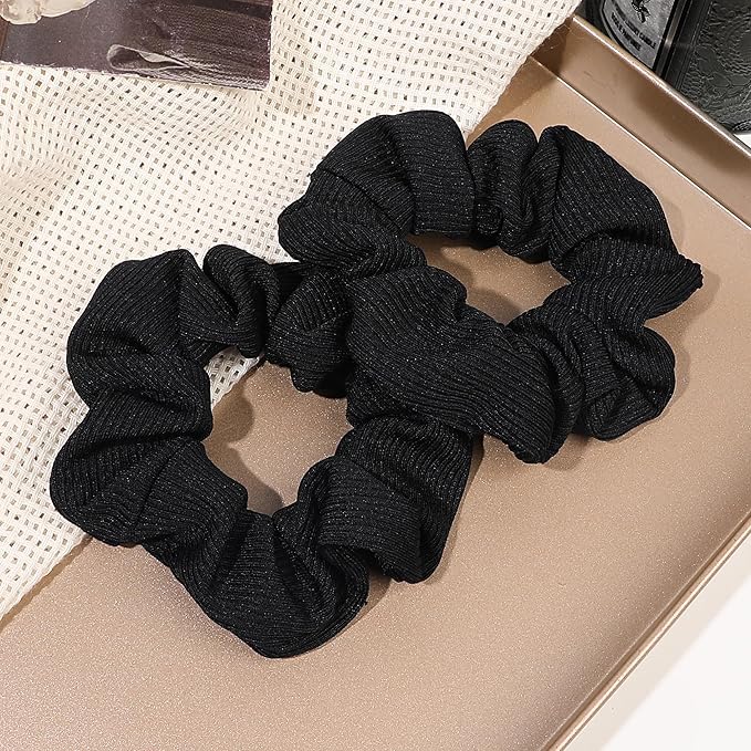 Ivyu Hair Scrunchies for Women - Hair Ties No Damage Both for Thick Hair or Thin Hair Curl Hair No Crease Black Scrunchies Ponytail Holder No Hurt Your Hair