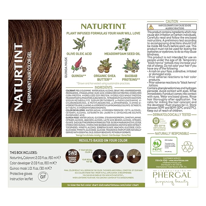 Naturtint 5WB Radiant Copper Brown Permanent Hair Color (Pack of 1), Ammonia Free, Vegan, Cruelty Free, up to 100% Gray Coverage, Long Lasting Results (Packaging may vary)