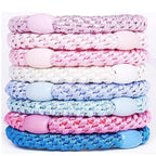 AXEN 8PCS Elastic Hair Tie for Women Girls, Cotton Bands Soft Woven Ponytail Holders for Thick Hair and Curly Hair, Pastel