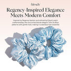 Bridgerton x Kitsch Satin Scrunchies for Women, No Snag, No Tugging, Soft & Comfortable Scrunchies for Girls, Perfect for Day or Night | Ideal Gifts for Women - Toile De Blue