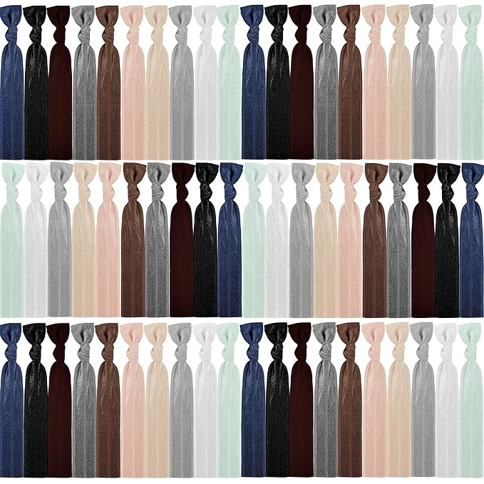 79Style Elastic Fabric Hair Accessories for Women - 125 Knotted Ribbon Ponytail Holders, No Break Cloth Hair Bands, No Damage Yoga Hair Ties Bulk and Scrunchies (125 Pieces - 10 Neutral Colors)