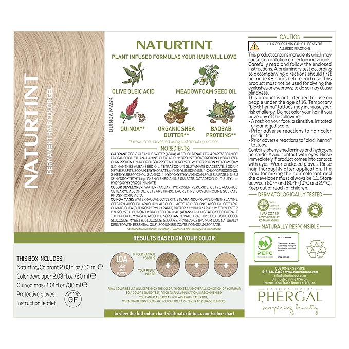 Naturtint 10A Light Ash Blonde Permanent Hair Color (Pack of 6), Ammonia Free, Vegan, Cruelty Free, up to 100% Gray Coverage, Long Lasting Results (Packaging may vary)