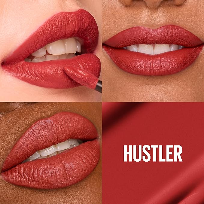 Maybelline Super Stay Matte Ink Liquid Lipstick Makeup, Long Lasting High Impact Color, Up to 16H Wear, Hustler, Red Brown, 1 Count, Packaging May Vary