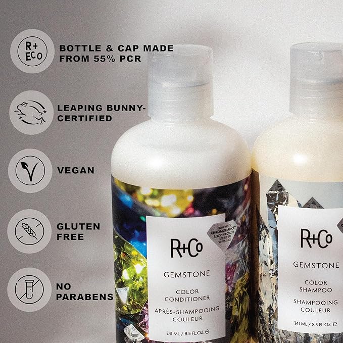 R+Co Gemstone Color Protection Shampoo + Conditioner Travel Set| Protects Color, Repairs & Nourishes | Vegan + Cruelty Free | 2oz (Pack of 2)