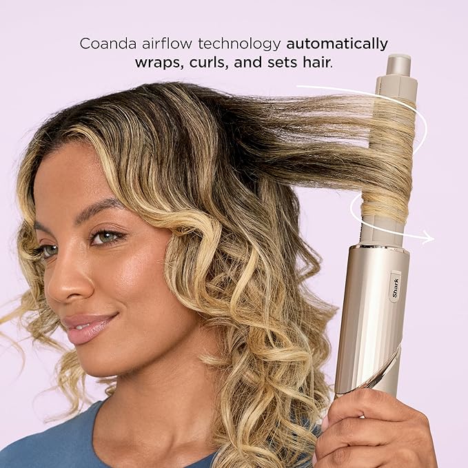 Shark HD435 FlexStyle Air Styling & Drying System, Powerful Hair Blow Dryer & Multi-Styler with Auto-Wrap Curlers, Curl-Defining Diffuser, Oval Brush, & Concentrator Attachment, Stone