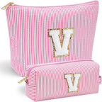YOOLIFE Cute Gifts Travel Makeup Bag - Pink Travel Cosmetic Bag for Women Yoga, Picnic, Personalized Best Friend Birthday Gifts with Monogram