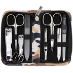 3 Swords Germany - brand quality 8 piece manicure pedicure grooming kit set synthetic leather case camouflage - Made in Germany
