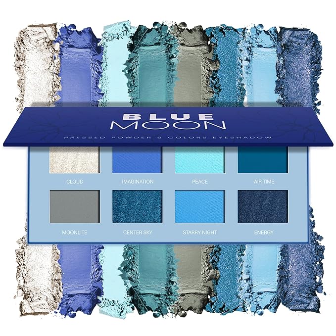Blue Eyeshadow Matte Palette 8Color Long Lasting Teal Eyeshadow for Cool Tone Makeup, Shimmery Eye Looks, High Pigmented & Easy to Blend (Blue)