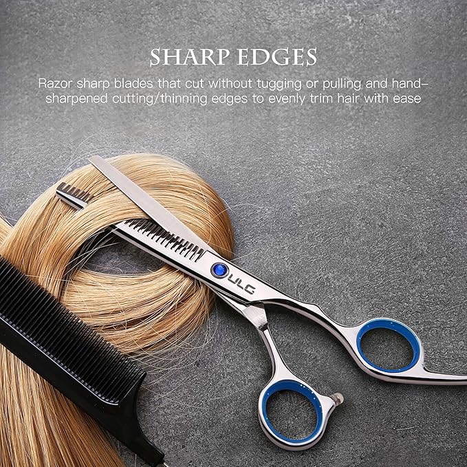 Hair Cutting Scissors Thinning Shears Kit ULG Professional Barber Hairdressing Texturizing Salon Razor Edge Scissor Japanese Stainless Steel 6.5 inch