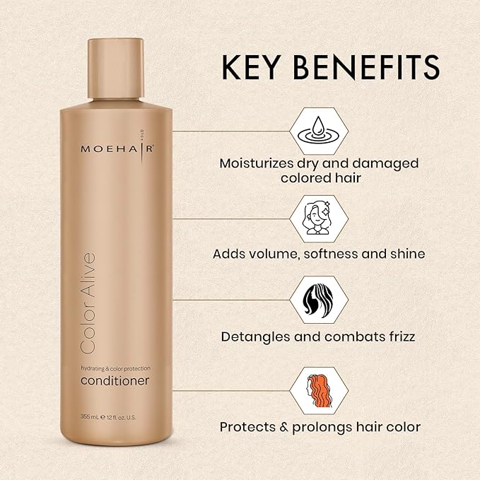 MOEHAIR Color Alive Conditioner (12 Fl. Oz), Hydrating & Nourishing Conditioner for Color Treated Hair | Reduces Scalp Dryness | Preserves Hair color | Paraben & Sulfate Free