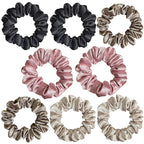 Satin Scrunchies for Women, 8 Pcs Silk Hair Ties, No Crease Hair Scrunchy, Hair Styling Accessories for Girls, Soft Hair Scrunchie for Girls Ponytail Holders for All Hair Types & Textures