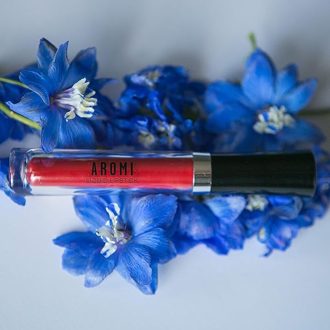 Aromi Bright Red Matte Liquid Lipstick | Red Hot Lip Color, Vegan, Cruelty-free, Long-lasting Lipstick, Waterproof, Handmade (Preppy Red)