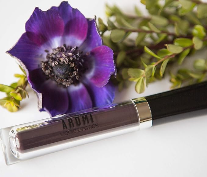 Aromi Matte Liquid Lipstick | Black Plum, Dark Lip Color, Vegan, Cruelty-free, Long-lasting, Opaque, Waterproof, Gluten Free (Gothic Plum)