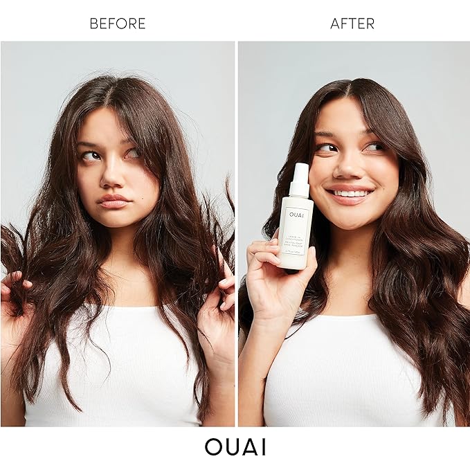 OUAI Hair Styling & Treatment Bundle - Includes Leave-In Conditioner & Detox Shampoo - Hair Care Products for Styling, Smoothing, Adding Hair Shine & Removing Product Build Up (2 Count, 4.7 Oz/10 Oz)