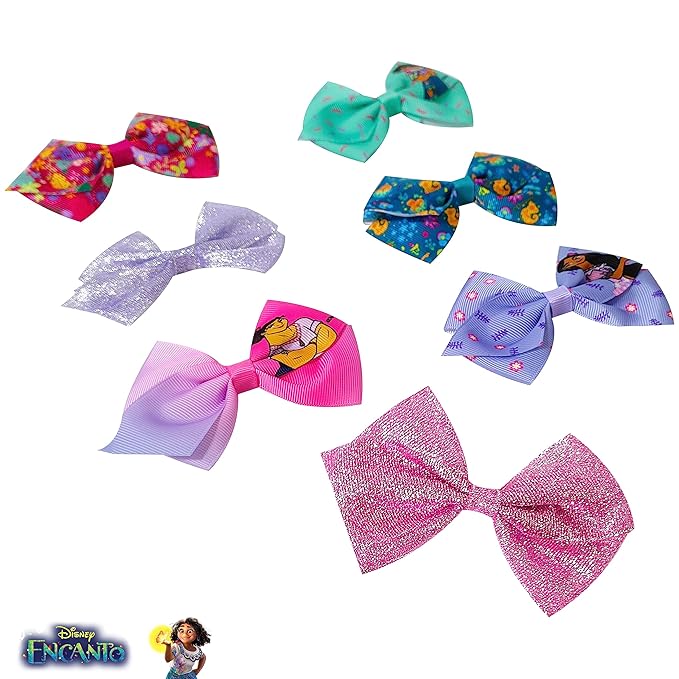 Disney Encanto Hair Bow Clips Bundle - 4 Inch Alligator Clips with Different Images, Ages 3+