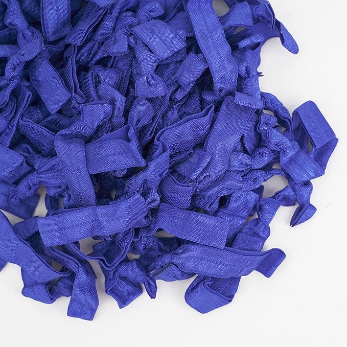MEEDEE Royal Blue Hair Ties for Women - 100 Pack Soft Knotted Ribbon Hair Ties, No Crease, No Damage, Ouchless for Pony Tails, Yoga, and Elastic Bracelets