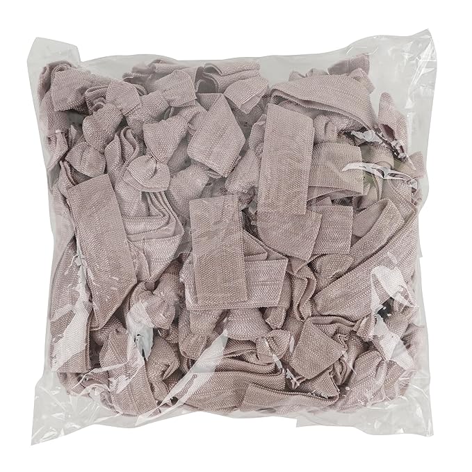 MEEDEE 100 Pack Taupe Hair Ties For Women No Crease Soft Elastic Ribbon No Damage Taupe Hair Ties Knotted Ouchless Hair Ribbon Yoga Hair Ribbons Elastic Bracelets