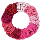 216-Piece Hair Ties, 4mm Hair Elastics Shades Of Pink Colors Value Pack, No Metal Hair Bands for Women, Durable Ponytail Holders For Thick Hair, Curly Hair and All Hair Types