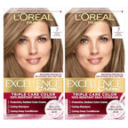 L'Oreal Paris Excellence Crème Permanent Hair Dye, Triple Care Hair Color with Pro-Keratine Complex for 100% Gray Hair Coverage, 7 Dark Blonde, 1 Kit (Pack of 2)