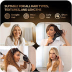 Blowout Brush Hair Dryer, 4-in-1 Blow Drying Brush, Authomatic Dual Voltage, Ionic Hair Straightener w/No Heat Damage, Light 1.3 lb Blowout Tool, Blow Dryer Curling Wand, Hot Air Styler for All Types