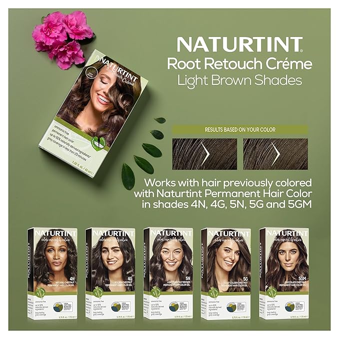 Naturtint Light Brown Root Retouch Crème Permanent Hair Color - Ammonia Free, Conceal Grays, No Artificial Scent, 1.52 Fl Oz