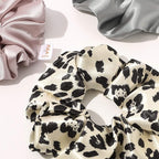 Silk Hair Ties for Girls and Women: Chic Satin Scrunchies, Large and Cheetah Print, Soft Ponytail Holders for Thick and Curly Hair - No Creases, Gentle on Hair