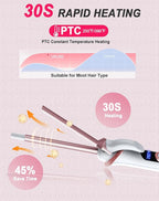 Small Barrel Mini Thin Curling Iron for Short Hair Dual Voltage with European UK Plug Adapter 3/8 Inch Travel Size Curling Iron to Tight Corkscrew Curls with 30S Fast Heating, 5 Temps for Global