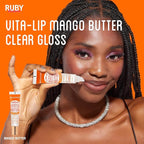 Ruby Kisses Broadway Vita-Lip Clear Lip Gloss (7 Pack) Ultra-Hydrating & Soothing Formula with Vitamins, High-Shine Non-Sticky Finish Lip Balm with Honey, Argan Oil, Shea, Mango Butter, Cherry, Peach