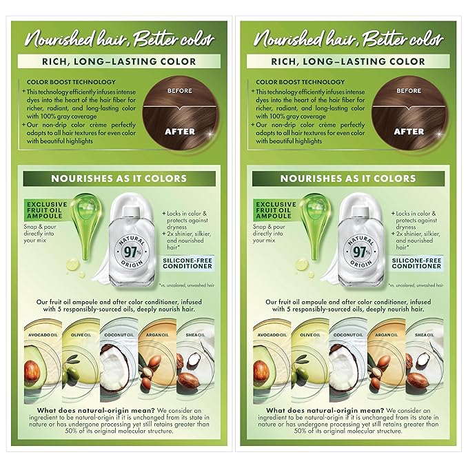 Garnier Hair Color Nutrisse Nourishing Creme, 60 Light Natural Brown (Acorn) Permanent Hair Dye, 2 Count (Packaging May Vary)