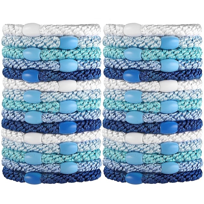 Funtopia High Elastic Hair Bands - 30 Pcs No Crease Soft Ponytail Holders & Sports Hair Ties for Thick Hair